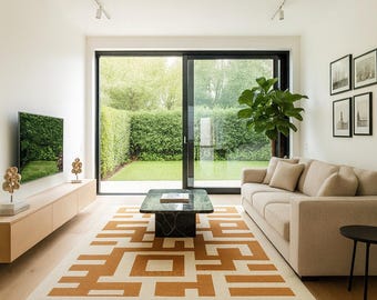 Tappeto geometrico annodato a mano, tappeto in lana bianco e nero, arredamento per soggiorno in stile Art Déco, tappeto moderno di lusso, grande tappetino per camera da letto