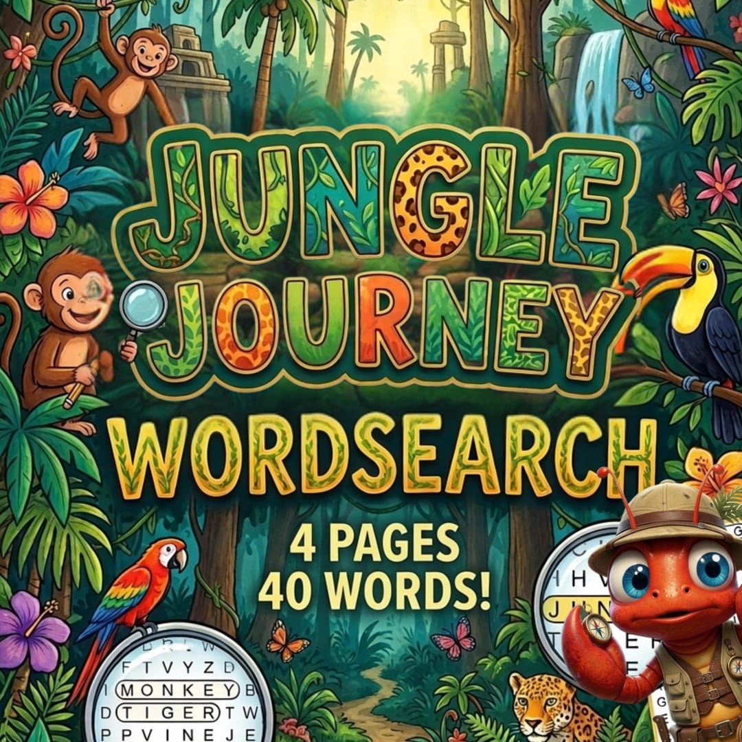 Printable Jungle Animal Word Search Puzzles | Kids Puzzle Pages ...