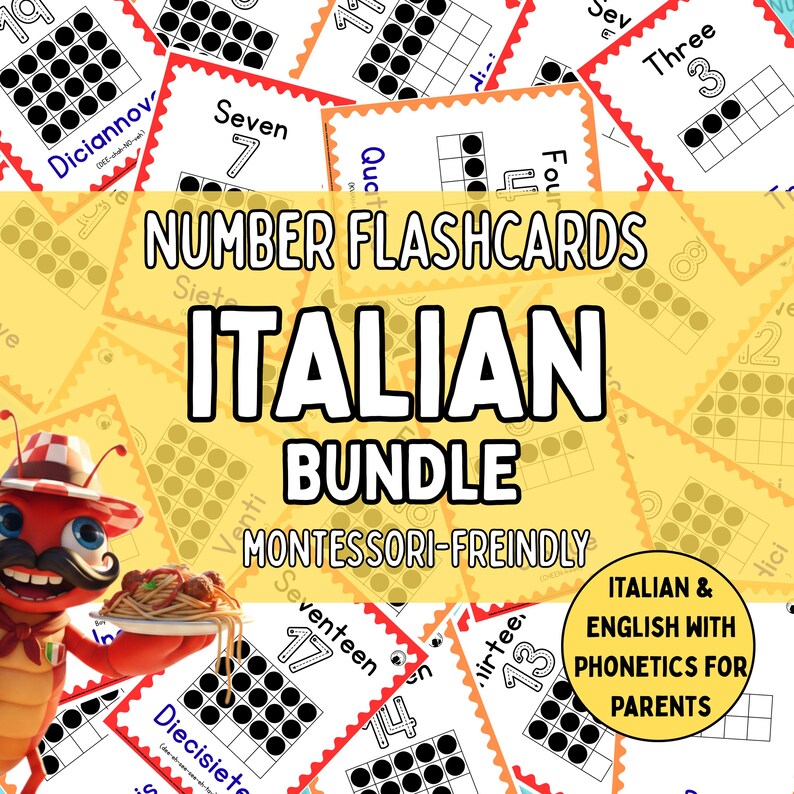 Italian Numbers Flashcards for Kids, Bilingual Counting Activity ...
