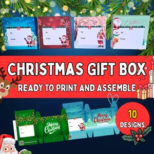 Christmas Gift Box Template, DIY Santa Candy Favor Packaging, Holiday Party Treat Container, Small Paper Craft PDF, Xmas Stocking Stuffer