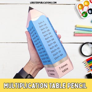 Multiplication Table Pencil, 3D Math Manipulative, Times Tables 1-12 Activity, Teacher Classroom Resource, Homeschool Tool, Printable PDF