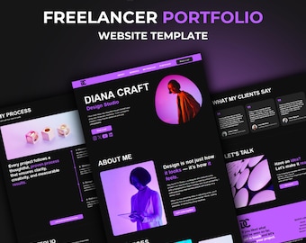 Modello di sito web per portfolio freelance Canva / sito di progettazione di una pagina (download digitale)