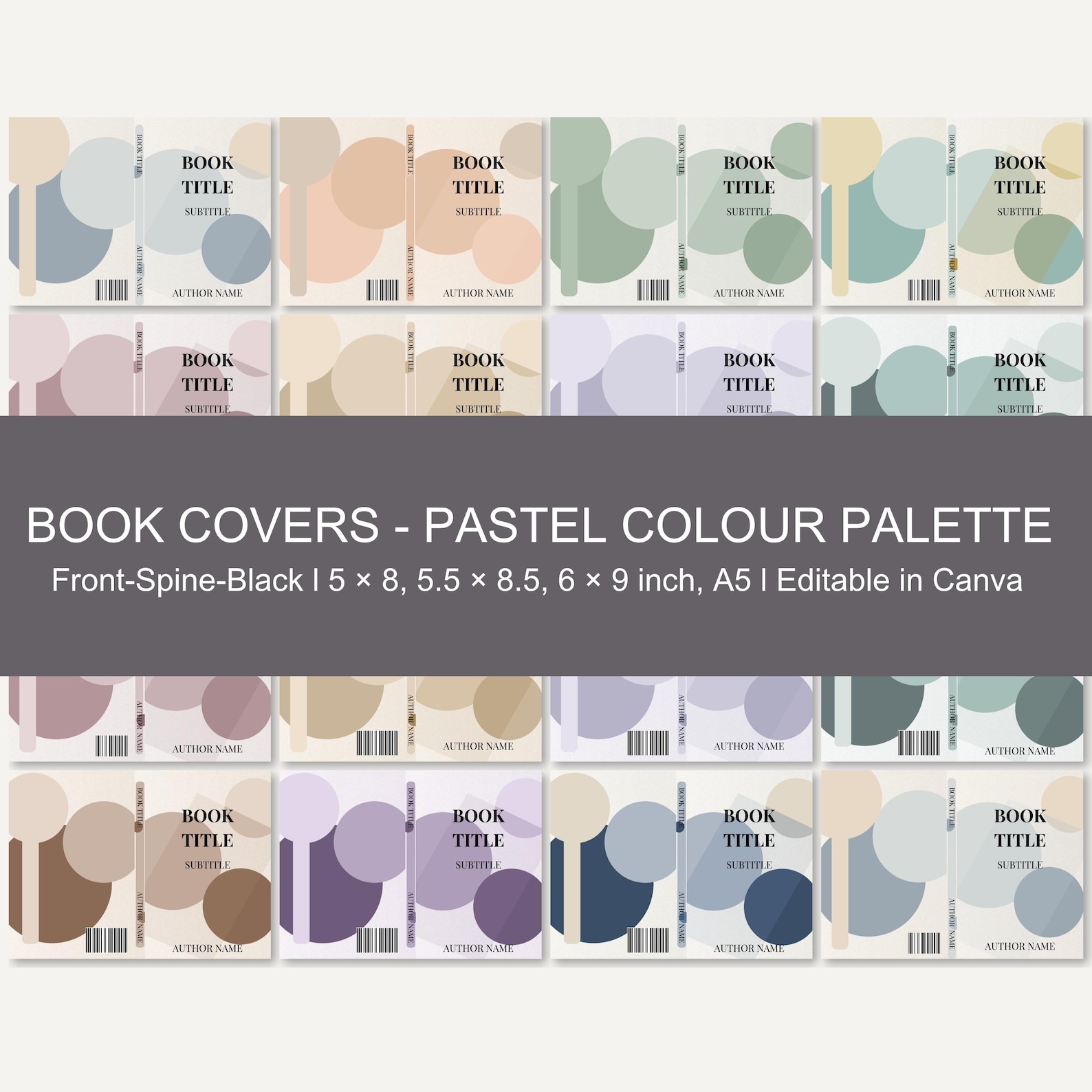Cover Pages Pastel Color Design Pastel Book Cover Template | Full-wrap Canva Design for 5×8, 5.5×8.5, 6 ...