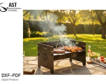 Parrilla de plasma plegable para fogatas, archivos DXF, SVG, plegable y portátil, para acampar, paquete plano grande