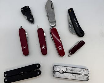 Vintage Victorinox Swiss Army Knife Lot Multi Tool Pocket Knives Fiskars Honeywell