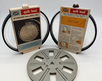 Juego de carretes de película vintage HiP Quik Load de 8 mm, formato estándar y Super 8, con caja, fabricado en EE. UU. en la década de 1960.