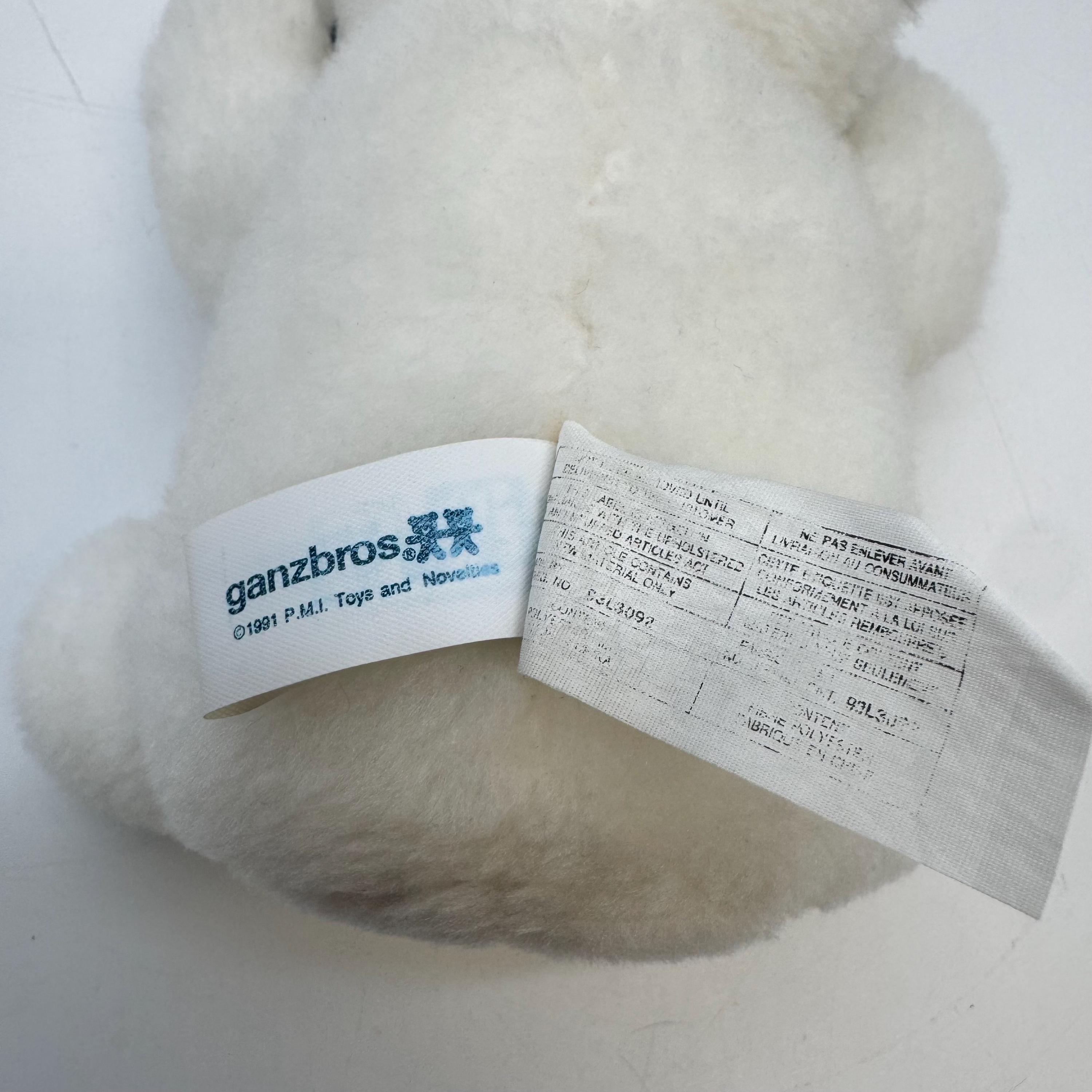 Vintage Ganz Teddy Bear Plush 1991 White Bear Iridescent Bow