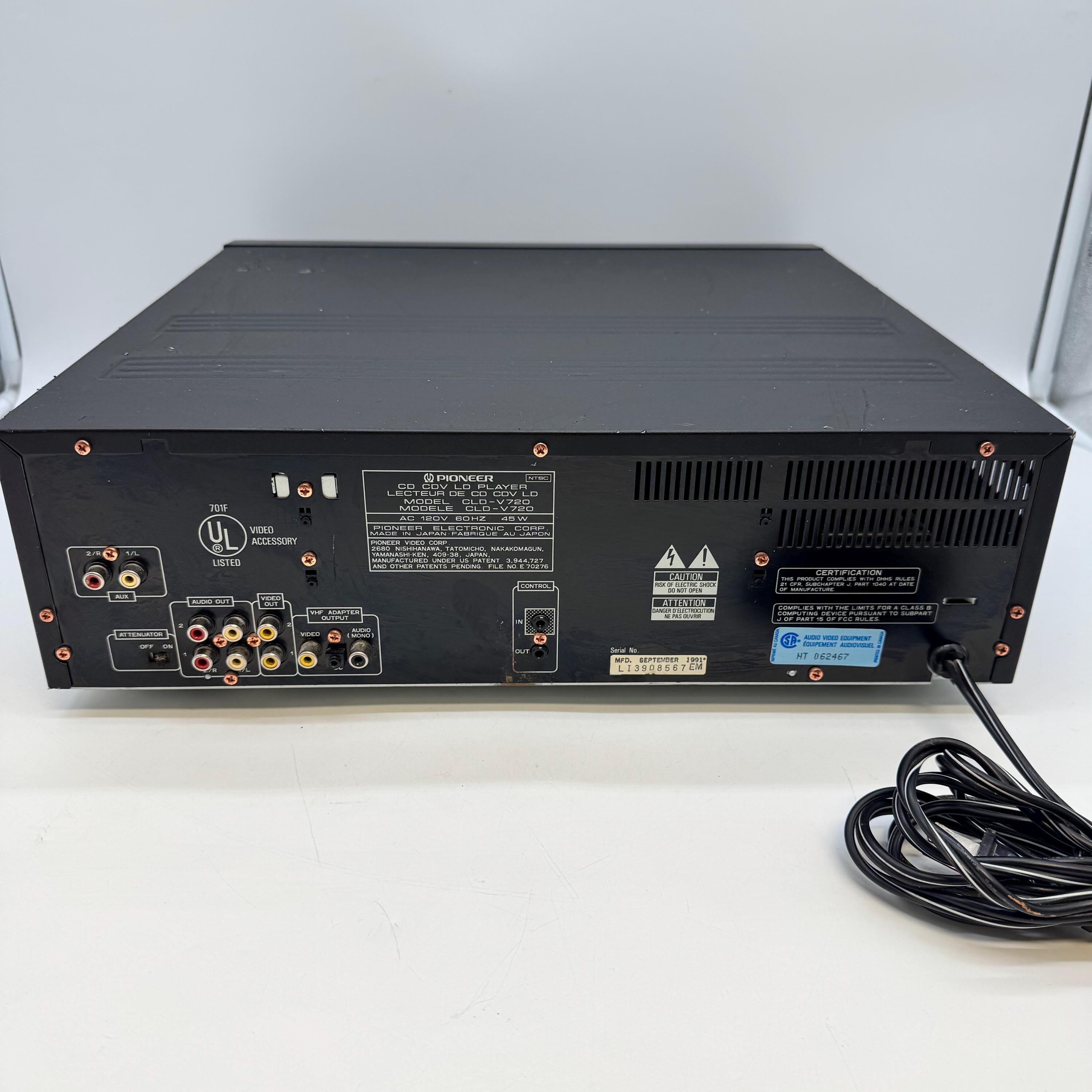 Vintage Pioneer Laserdisc Player CLD-V720 Karaoke CD LD 1991 Japan
