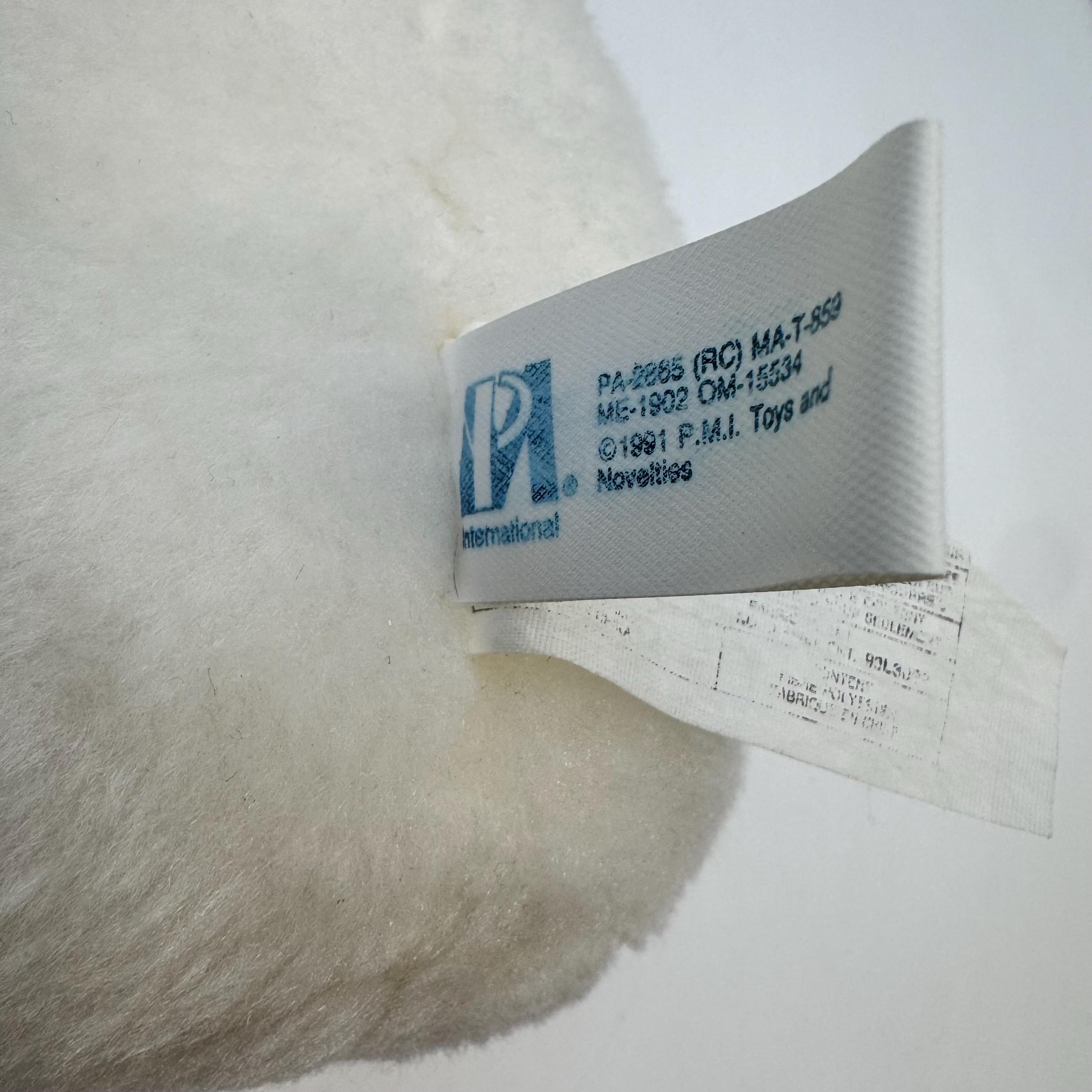 Vintage Ganz Teddy Bear Plush 1991 White Bear Iridescent Bow