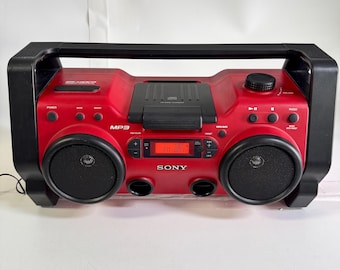 Sony ZS-H10CP 2000er Jahre Boombox CD-Player MP3 Radio AUX Tragbar Stereo Retro Rot