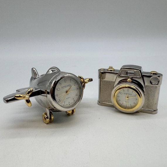 DANIEL DAVID バイク型時計1780 Daniel David Collection Mini Clock Set – Camera & Airplane – Japan
