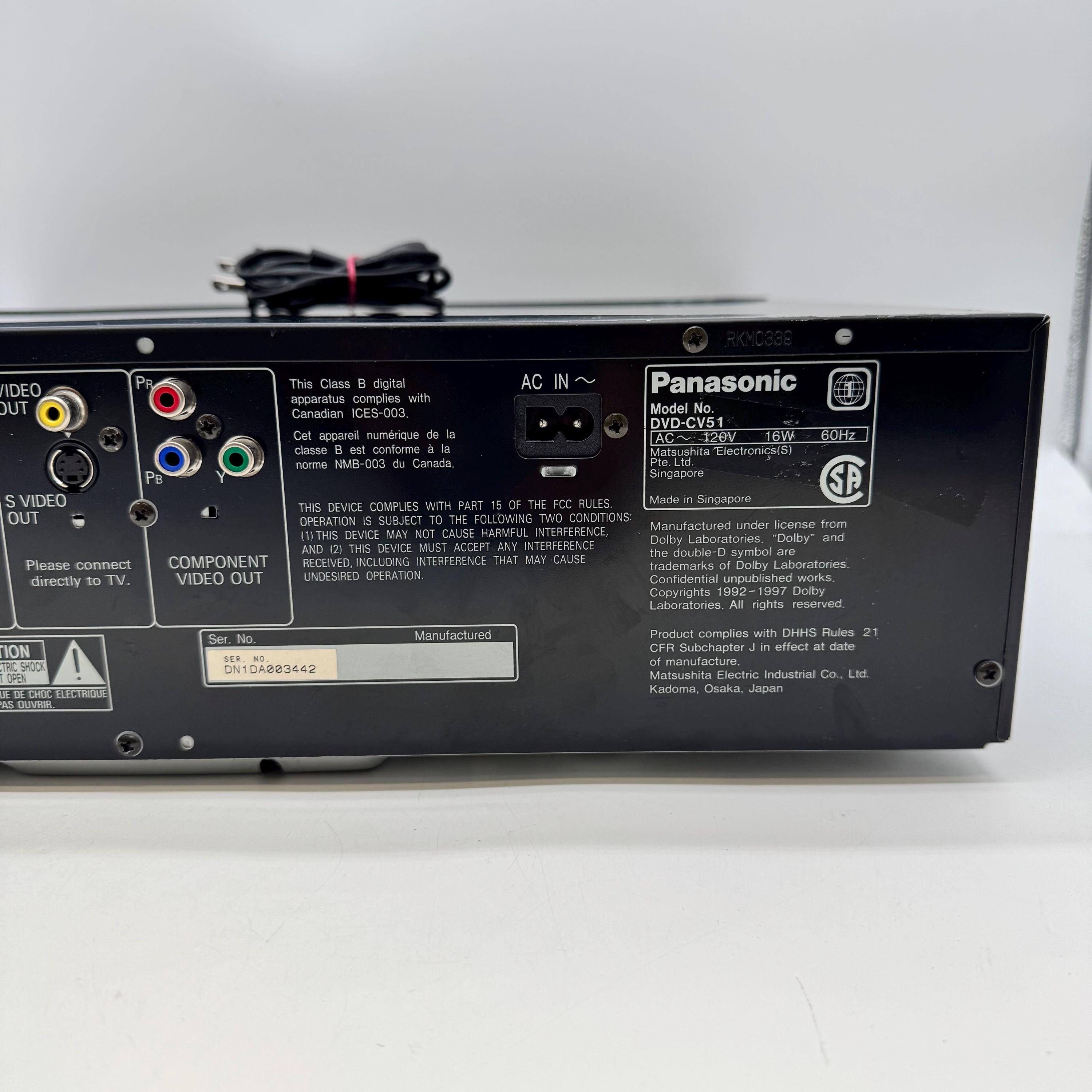 Panasonic DVD-CV51 5 Disc DVD CD Changer Player for Parts Repair