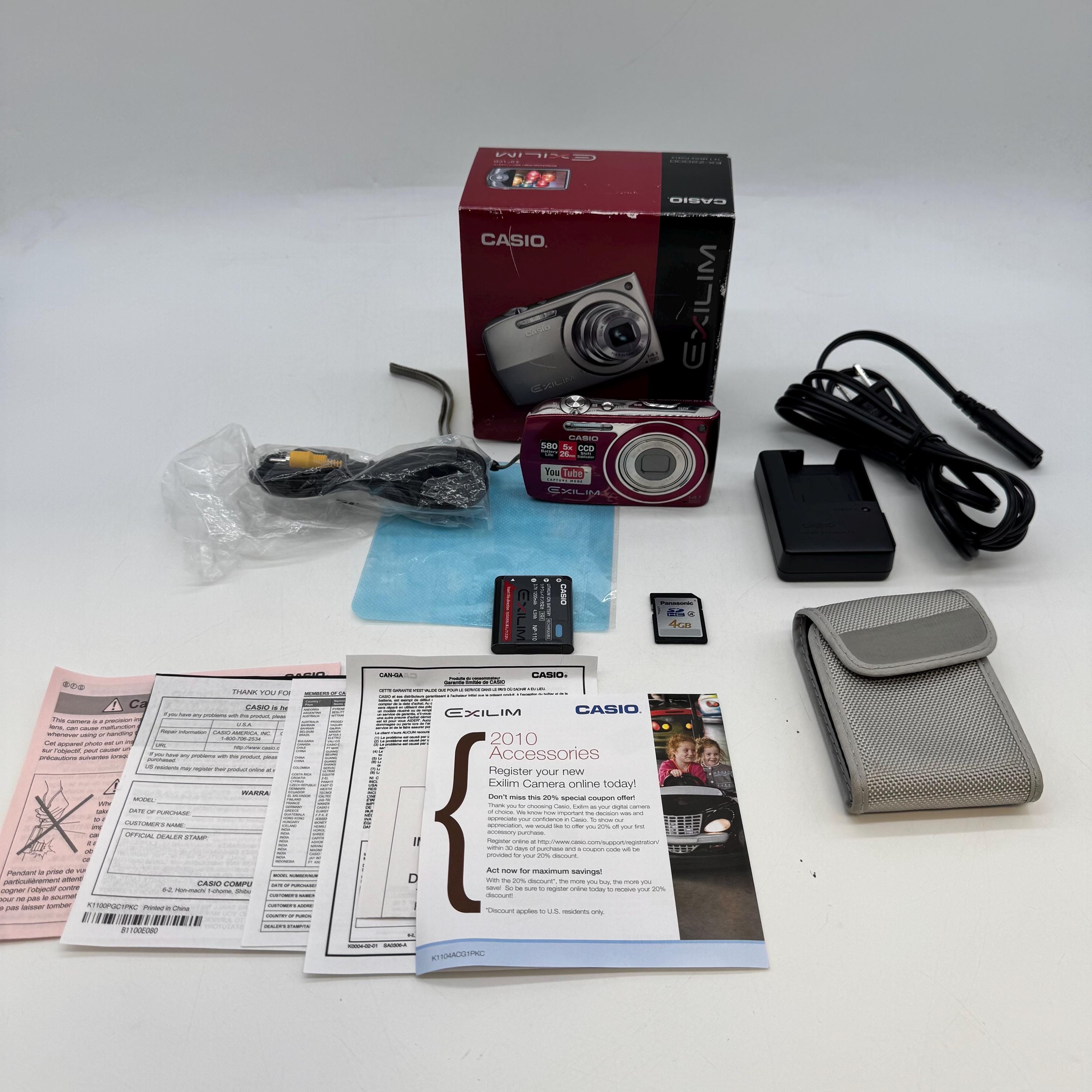 Casio Exilim EX-Z2000 14.1MP Digital Camera Red Tested Complete W