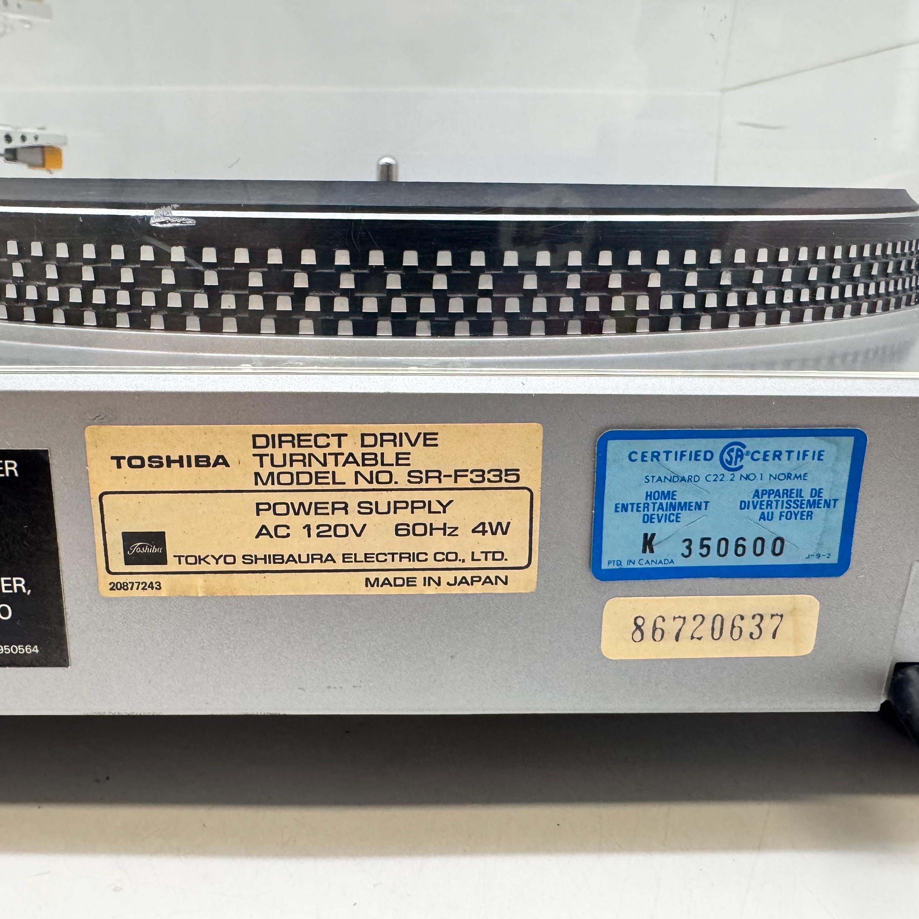 Toshiba SR-F335 Direct Drive Automatic Turntable Vintage Made in