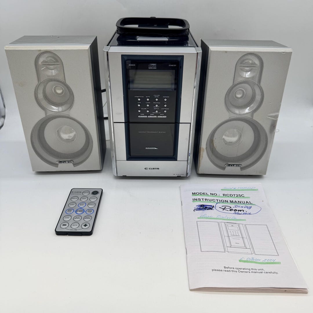 Vintage 2004 Curtis Stereo System RCD725C CD Cassette Radio W/ Speakers ...