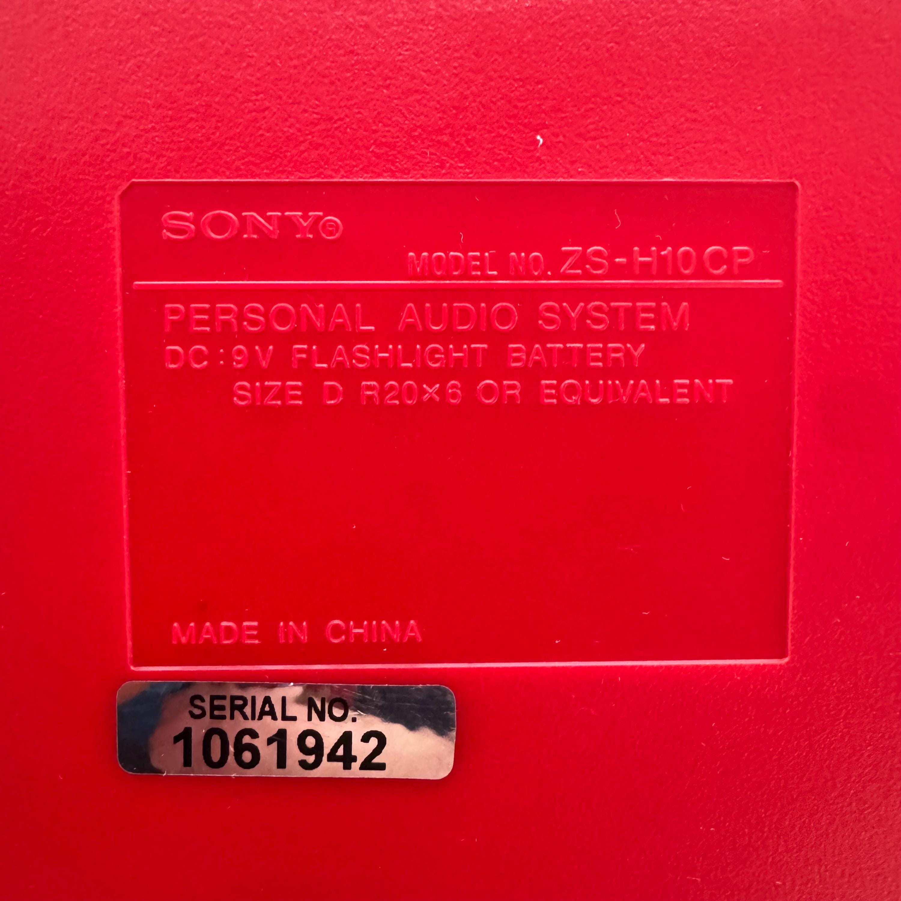 Sony ZS-H10CP Portable MP3 CD Boombox Radio Red for Parts or