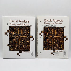 May include: Two textbooks titled "Circuit Analysis Theory and Practice" and "Circuit Analysis Lab Manual." The covers are white with the title in black and a circuit board design. The books are labelled "2nd Edition" and "Robbins & Miller."