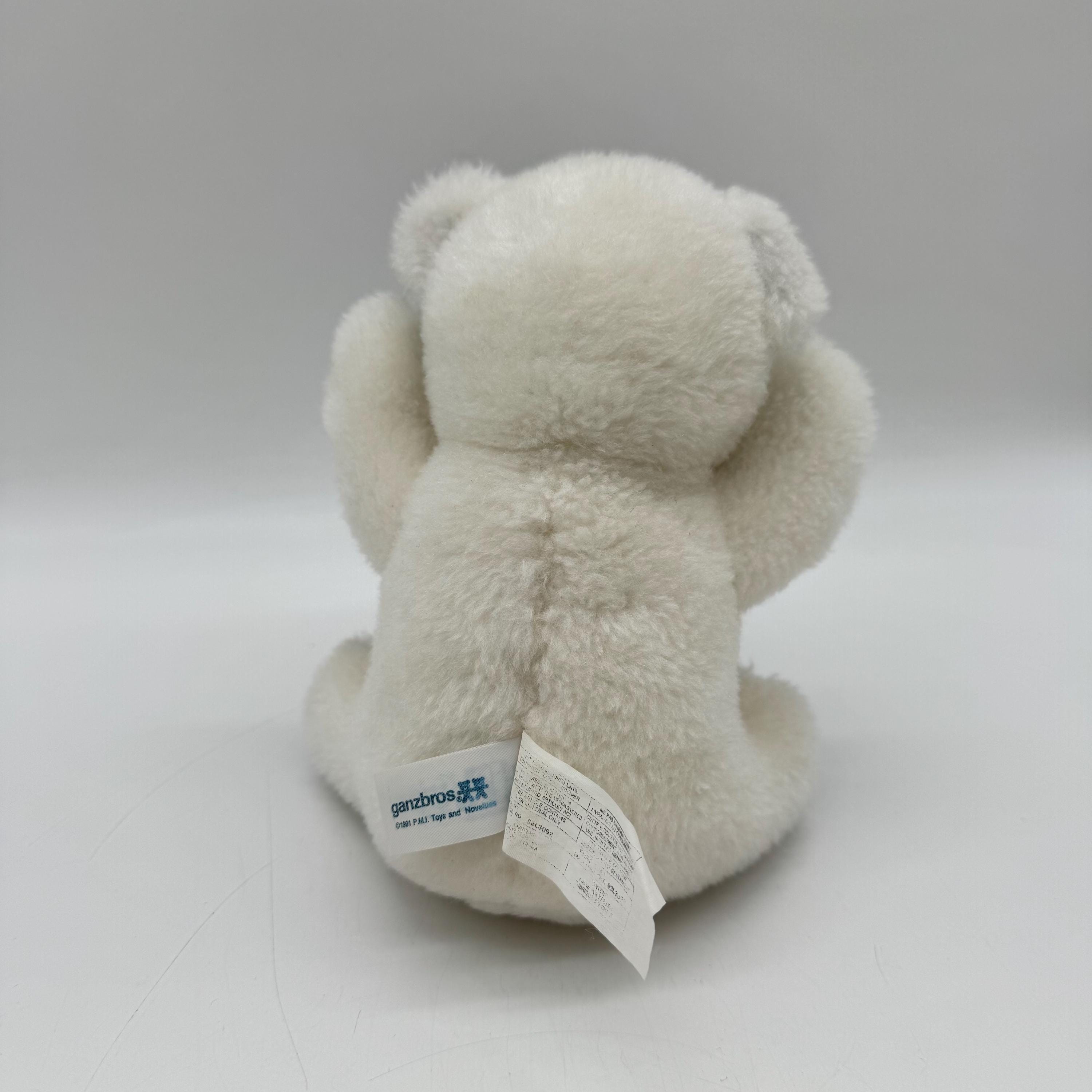 Vintage Ganz Teddy Bear Plush 1991 White Bear Iridescent Bow