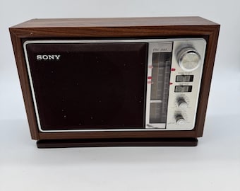Vintage Sony ICF-9740W AM FM Radio Wood Grain Retro 1970s Working