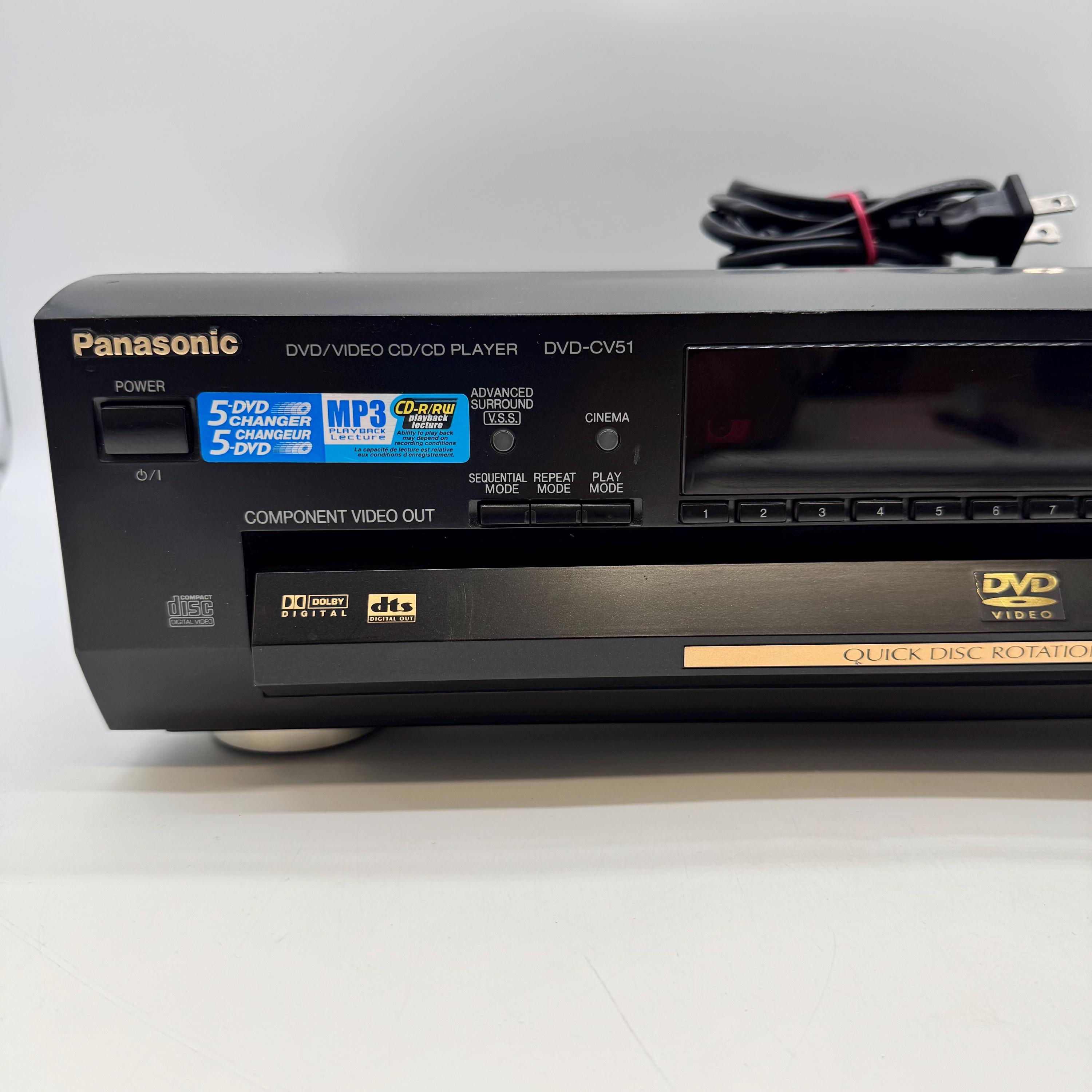 Panasonic DVD-CV51 5 Disc DVD CD Changer Player for Parts Repair