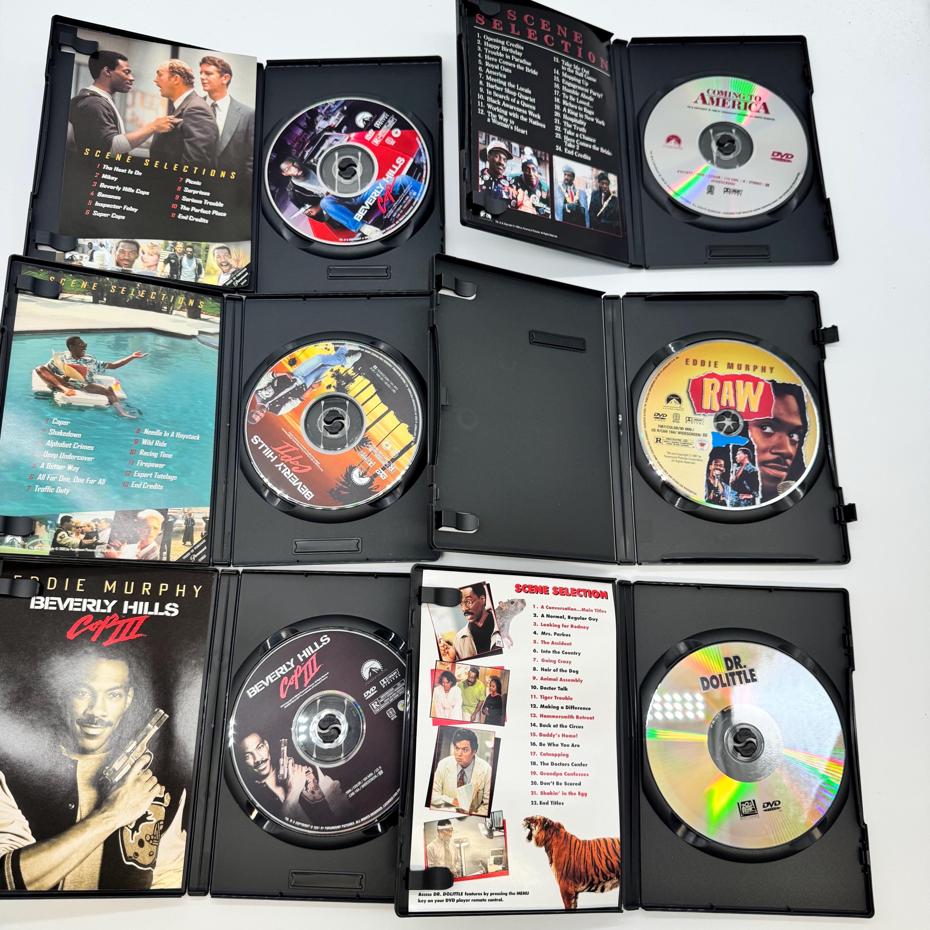 Eddie Murphy Comedy Dvds: Beverly Hills Cop, Raw, Dr. Dolittle, 48