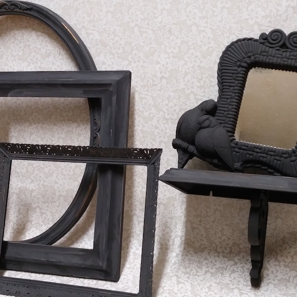 BLaCk Picture FRaMeS and MiRRoR*SHeLF Wall Decor*FaRmHouSe CHiC Charcoal Gray/Black Mixed Wall Collection*Nursery