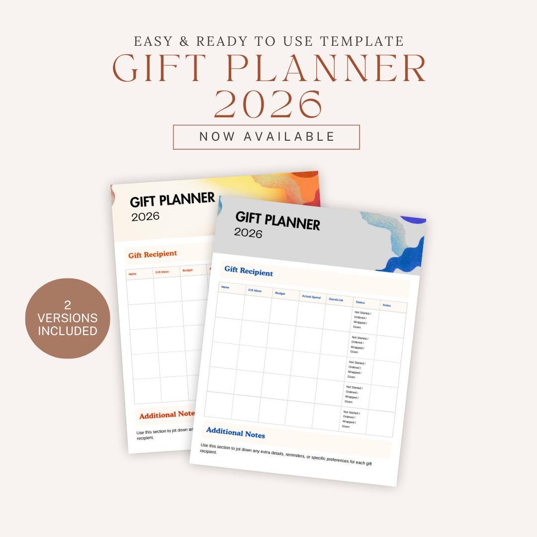 2026 Gift Planner Printable | Christmas Gift List , Holiday Budget ...