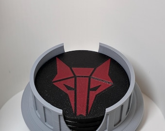 Red Rising Coaster Set - Howler Design with Roman Holder - 3D Printed Fan Gift