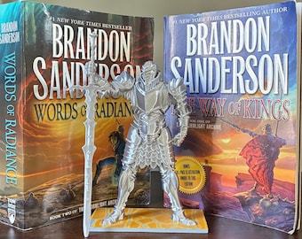 8" Stormlight Archive Shardplate Figure – Silk Silver PLA, Shattered Plains Base