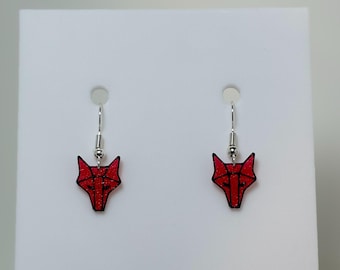 Red Rising Earrings - Howler Dangle Design Translucent Red - 3D Printed