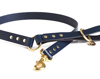 Leather O-Ring Dog Lead in premium grade vegetable tanned full grain leather with solid brass hardware.