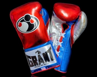 新しいカスタマイズされたグラント スタイルのレザー ボクシング グローブ、100% 本革。