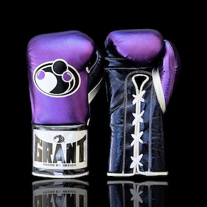 Novas luvas de boxe personalizadas estilo Grant, em couro roxo, 100% couro legítimo.