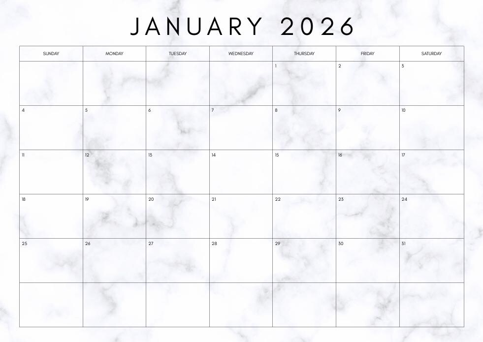 2026 Minimalist Printable Calendar | Clean Monthly Planner, A4 Letter ...