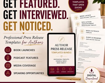 Author PR Bundle | Press Release Templates for Book Launches, Media Features & Interviews