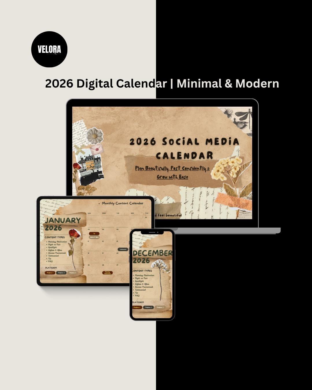 2026 Social Media Content Calendar | Editable Canva Planner for Small ...