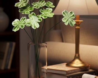 Light Green Ceramic Flower Set, Ceramic Flower Ornament,Handcrafted Eternal Ceramic Flowers,Garden Decor,Mother's Day gift,Unique Home Gift