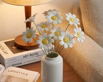 Handgjorda eviga keramiska blommor, keramiska blomdekorationer, keramiskt krysantemumset, trädgårdsdekor, mors dag-present, unik hempresent