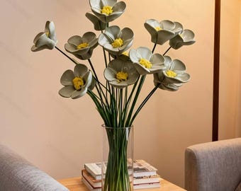 Ceramic Flower Ornaments,Ceramic Flower Set,Handcrafted Eternal Ceramic Flowers,Garden Decor,Mother's Day gift,Unique Home Gift