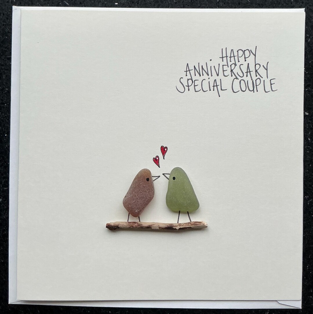 Sea Glass Birds Happy Anniversary Card | Special Occasion | Love ...