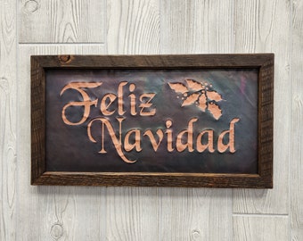 Feliz Navidad Copper Engraving, Spanish Christmas Gift, Spanish Copper, Spanish Christmas