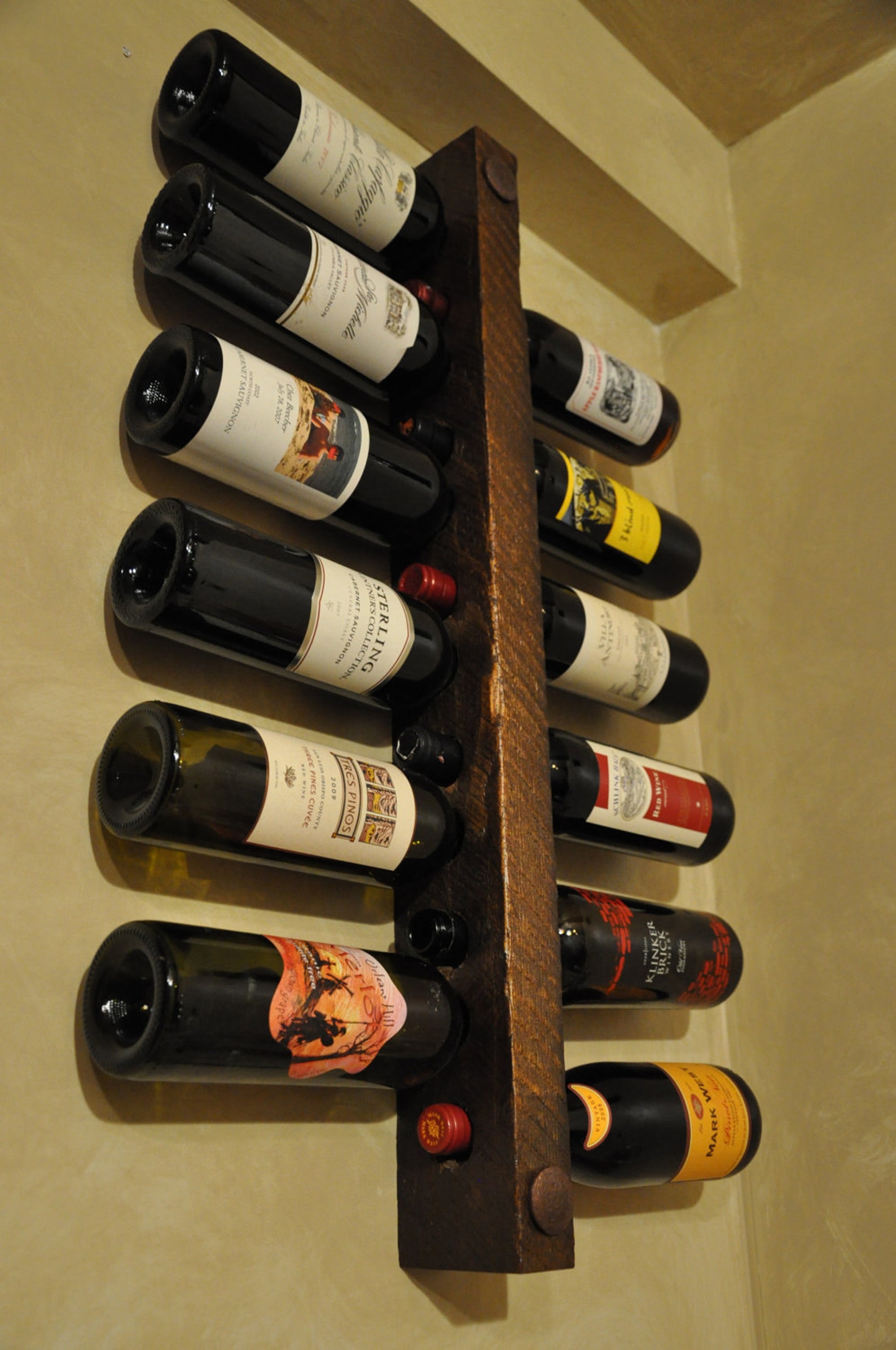 Wall Mounted Wine Rack 12 Bottle Vertical Wine Rack Wine Etsy