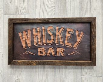 Whiskey Bar Copper Engraving, Whiskey Decor, Whiskey, Whiskey Gift, Copper Anniversary Gift for Him