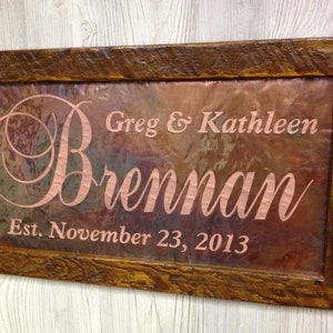 Personalized Wedding Gift, Custom Name sign, 7th anniversary gift, Unique Wedding Gift, Last name established sign, personalized name sign