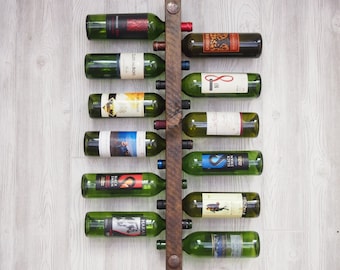 Wall Mounted Wine Rack 12 Bottle, Vertical Wine Rack, Wine Storage, wine rack wall mounted, wine rack wood, 5th anniversary gift for him