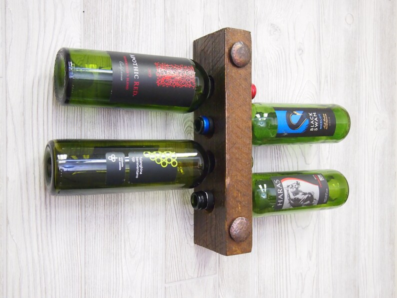 Wall Mounted Wine Rack 4 Bottle Vertical Wine Rack Wine Etsy