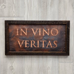 IN VINO VERITAS Copper Engraving, copper anniversary, 7th Anniversary gift, Bar sign, wine bar, wine decor, wine room, Wedding Gift