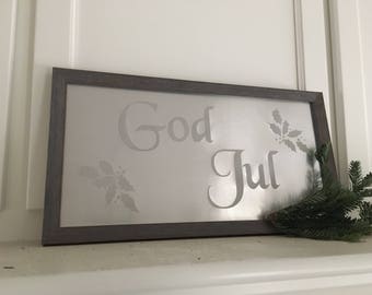 GOD JUL Scandinavian Christmas r Engraving, Swedish Christmas Gift, Norwegian Gift, Nordic Christmas Gift, Aluminum Sign, Christmas gift