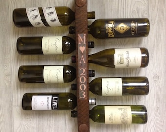 5th Anniversary Gift Engraved  Wooden Wine Rack 8 Bottle High Capacity