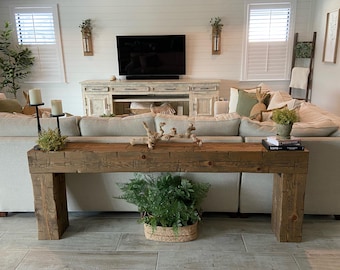 Modern Rustic Sofa Table, 12" Deep Customizable